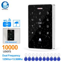 Card NFC Backlight Touch Dual Frequency 125KHz + 13.56MHz RFID Card Access Control Keypad Door Lock Opener WG Output IP68 Watreproof