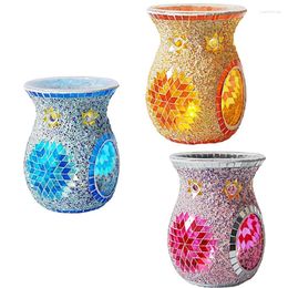 Candle Holders Mosaic Glass Oil Burner Essential Diffuser Holder Melt For Cafe Home Decorate