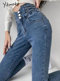 Women's Jeans Yitimuceng Stretch Women Push Up Sexy Retro High Waist Skinny Mom Pants Korean Fashion Denim Trousers Femme Spring