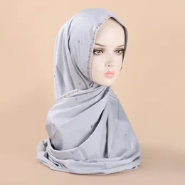 Scarves High-end Satin Scarf Handmade Diamond Exquisite Decoration Banquet Wedding Hijab Women's Headscarf
