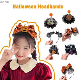 Hair Accessories Halloween Headband Pumpkin Party Bow Mesh Hair Headbone Mesh Clip Witch Halloween Hair Accessories Hat Clip Hair Clip S C3J1 WX