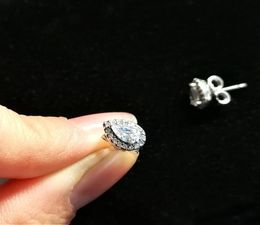 Wholesale--fashion CZ diamond stud earrings for P 925 sterling silver creative shiny tears ladies elegant earrings with original box4514650
