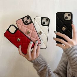 Suitable for high-end camellia iPhone 15 Plus phone case 3D diamond grid 11 full leather 14 promax