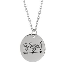 12pcslot new arrival BLESSED necklace Inspirational Motivational Engraved Charms Necklace pendant necklace for friend Jewellery gif4659178