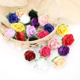 Decorative Flowers 20pcs Christmas 3CM Rose Flower Head Artificial For Wedding Party Home Decoration Craft Fake