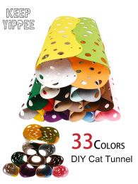 Toys Splicing Cat Tunnel Bed For Pusscat Foldable Tube DIY Cats Play Activity Rug Toy For Interactive Felt Pom Nest Deformable