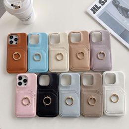 Suitable for iPhone 14 Japanese and Korean dual card ring buckle holder phone case 12 female Apple 13 promax leather x