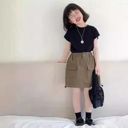 Clothing Sets Korean Children's Set Summer Models Children Sleeveless Leisure Loose Fitting T-shirt Workwear Wind Skirt