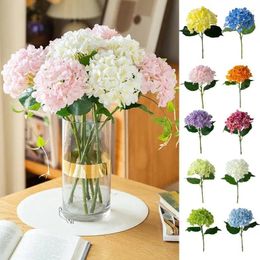 Decorative Flowers Silk Artificial Hydrangea Flower Heads With Stems DIY For Wedding Floral Wall Arrangement Garland Handmade Materials