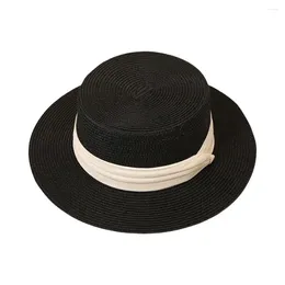 Berets Trendy Sun Hat Stylish Women's Summer Straw Collection British Retro Style Protection Wide Brim For Hiking Outdoor