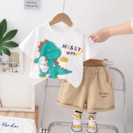 Clothing Sets 2024 Designer Baby Boy 18 Months Old Summer Clothes For Kids Cartoon Printed Short Sleeve T-shirts And Shorts Boys Outfits Set