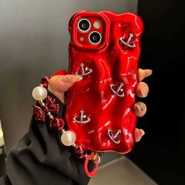 Cell Phone Cases ury red radio edge with bracelet phone case suitable for iPhone 15 Pro Max 14 13 12 Pro Max 11 shock-absorbing soft moisture cover J240507