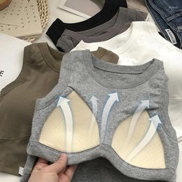 Women's Tanks Sexy Crop Tops Female Seamless Y2k Girls One-piece Sports Bra Lingerie Underwear Summer Vest Camisole With Chest Pads