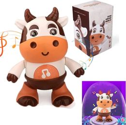 Baby Cow Music Toy Infant Preschool Education and Learning Toy with LED Light and Music Excluding Battery 240424