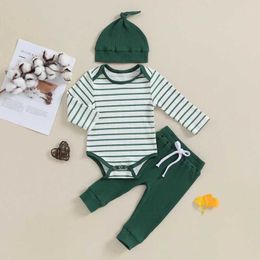 Clothing Sets Spring Months Newborn Baby Boy 2PCS Clothes Set Long Sleeve Striped Pants Toddler Girls Outfit Cotton Costume H240507