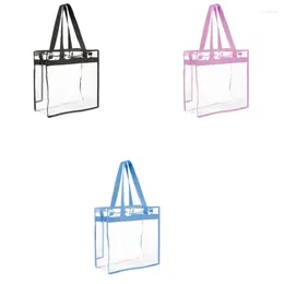 Drawstring E74B Women PVC Beach Pool Bag Fashion Stadium Sport Shopping Transparent Shoulder All-matching Top Handle Handbag