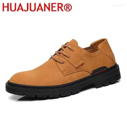 Casual Shoes Men Leather Vintage Style Men's Business Oxfords Leisure Walk Outdoor Lace-up Gentleman Zapatos De Hombre