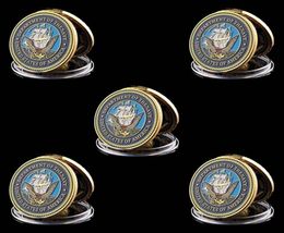 5pcs Military Challenge Coin Craft American Department Of Navy Army 1 oz Gold Plated Badge Metal Crafts WCapsule7857663