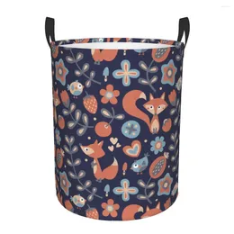 Laundry Bags Folding Basket Cute Floral With Strawberry Dirty Clothes Toys Storage Bucket Wardrobe Clothing Organiser Hamper
