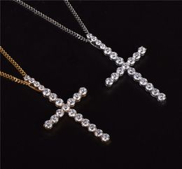 Micro Pave Iced Out Cubic Zircon Big CZ Cross Pendants Necklace Jewelry Rope or Cuban Chain8777568