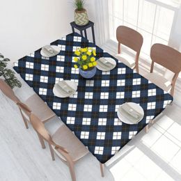 Table Cloth Rectangular Blue And Black Argyle Pattern Waterproof Tablecloth Outdoor 4FT Cover