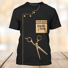 Men's T-Shirts New hairtician T-shirts Mens barber uniform Womens Clothing hairdressers work ts professional Customise philippines T240506