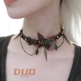 New butterfly necklace ladies summer premium sense original niche sweet cool choker vintage Y2K Hip hop collarbone chain high quality