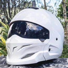 Motorcycle Helmets 3/4 Open Face Vintage Dirt Bike Cascos Modular Full Helmet Personality Off Road Changeable Chin Para Moto Dot Ece