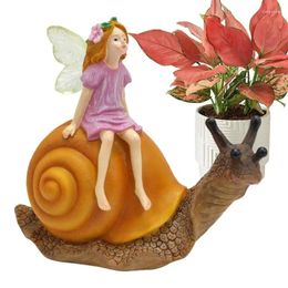 Decorative Figurines Fairy And Snail Garden Statue Sitting Sculpture Statues Decoration Small Funny Animal Crafts For Decor