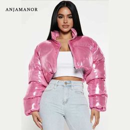 Women's Jackets ANJAMANOR Puffer Jacket for Women Winter Clothes Fashion 2023 Strtwear Zip Up Bubble Coats Outwears D83-GI41 T240507