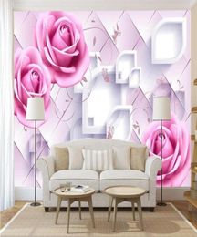 custom po wallpaper 3D romantic pink roses mural wallpaper background wallpaper bedroom wedding room mural papel de parede11497432734122