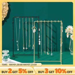 Jewellery Stand Desktop hanging Jewellery Organiser display rack with tray base and gold frame bracket Q240506