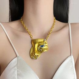 Pendant Necklaces Fashion Exaggerated High-end Half-face Mask Cuban Necklace Domineering Hip-hop Rock Jewellery