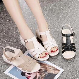 Casual Shoes Elegant Luxury Women's Sandals Korean Style Genuine Leather Platform Slippers Summer Outdoor Wear