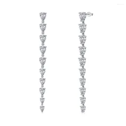 Stud Earrings S925 Silver Ear Female Zircon Inlaid Diamond Design With Simple Pear Shaped Tassel Fashion Jewellery