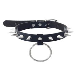 Chokers Emo Spike Choker Cool Punk Black Faux Leather Collar For Girls Chocker Goth Necklace Gothic Accessories3459867