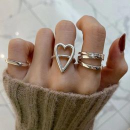 Cluster Rings PANJBJ 925 Sterling Silve Love Heart Hollowed Out Ring For Women Girl Party Gift Sweet Three Layer Cool Jewellery Drop