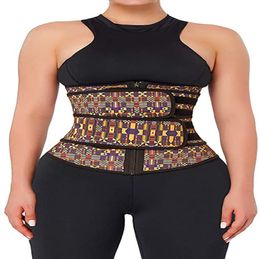 Premium Latex Waist Trainer Corset African Print Fitness Sauna Sweat Belts Abdomen Tummy Shapewear Body Slimming Girdle8007269