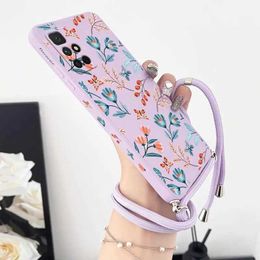 Cell Phone Cases Sunrise Floral Crossbody Lanyard Silicone Phone Case For Redmi 10 10A 12C 9 10C 9T 9A A1 9C Cover