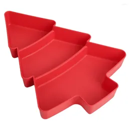 Dinnerware Sets Christmas Tree Serving Dish Plastic Appetiser Plate 3 Compartment Xmas Snack Tray Dessert Candy Platter Jewellery