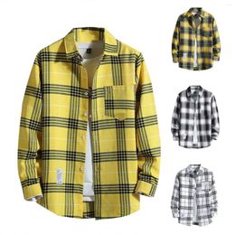 Men's Casual Shirts 2024 Fashion Loose Mens Plaid Shirt Fresh College Style Design Blouses And Tops Long Sleeve Checked Clothes