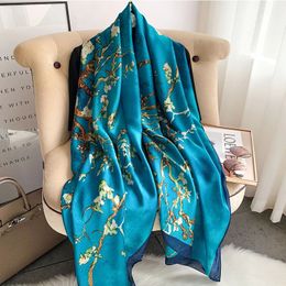 180X90CM Luxury Brand Fashion Summer Women Soft Silk Scarves Female Shawl Foulard Ladies Muffler Beach Wrap Bandanna Pareo beach 240429