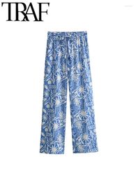 Women's Pants GAL 2024 Summer Women Street Printed Elastic Drawstring Tie High Waisted Female Full Length Pant Y2K Straight Trouser