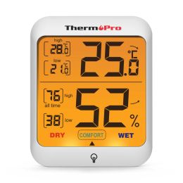 Gauges ThermoPro TP53 Digital Thermometer Hygrometer Backlight Indoor Room Thermometer Temperature and Humidity Monitor Weather Station
