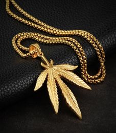 Gold Maple Leaves Shape Nightclub Necklaces Hip Hop Mens Chain Necklaces Pendant Necklaces High Quality96441806530503