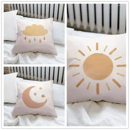 Pillow Sun Cloud Rain Moon Print Cover Bohemia Style Throw Pillowcase Home Sofa Decor Office Chair Pillows Family Gifts