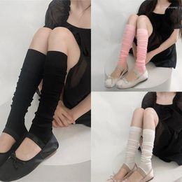 Women Socks Solid Colour Stirrup Summer Thin Over The Knee Calf Y2K Girls Daily Casual Long Legging Streetwear