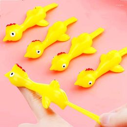 Party Favor 10PC Mini Yellow Sticky Finger Catapult Chicken Shooting Toy Boys Girls Gifts Children's Day Birthday Pinata Filling