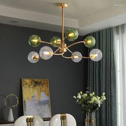 Chandeliers Modern Branch Colored Glass Ball Led Ceiling For Living Dining Room Bedroom Pendant Lamp Home Decor Hanging Fixture