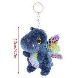 Keychains Lanyards 2024 New Year Of The Dragon Cute Dinosaur Plush Toy Flying Dragon Pendant Soft Stuffed Doll Keychain Backpack Car Bag Key Ring